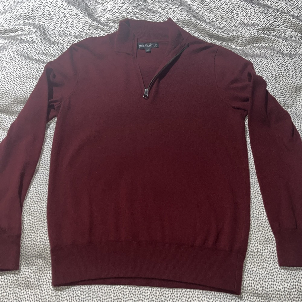 J Crew Mercantile Sweater Mens Small 1/4 Zip Merino Wool Blend Long Sleeve